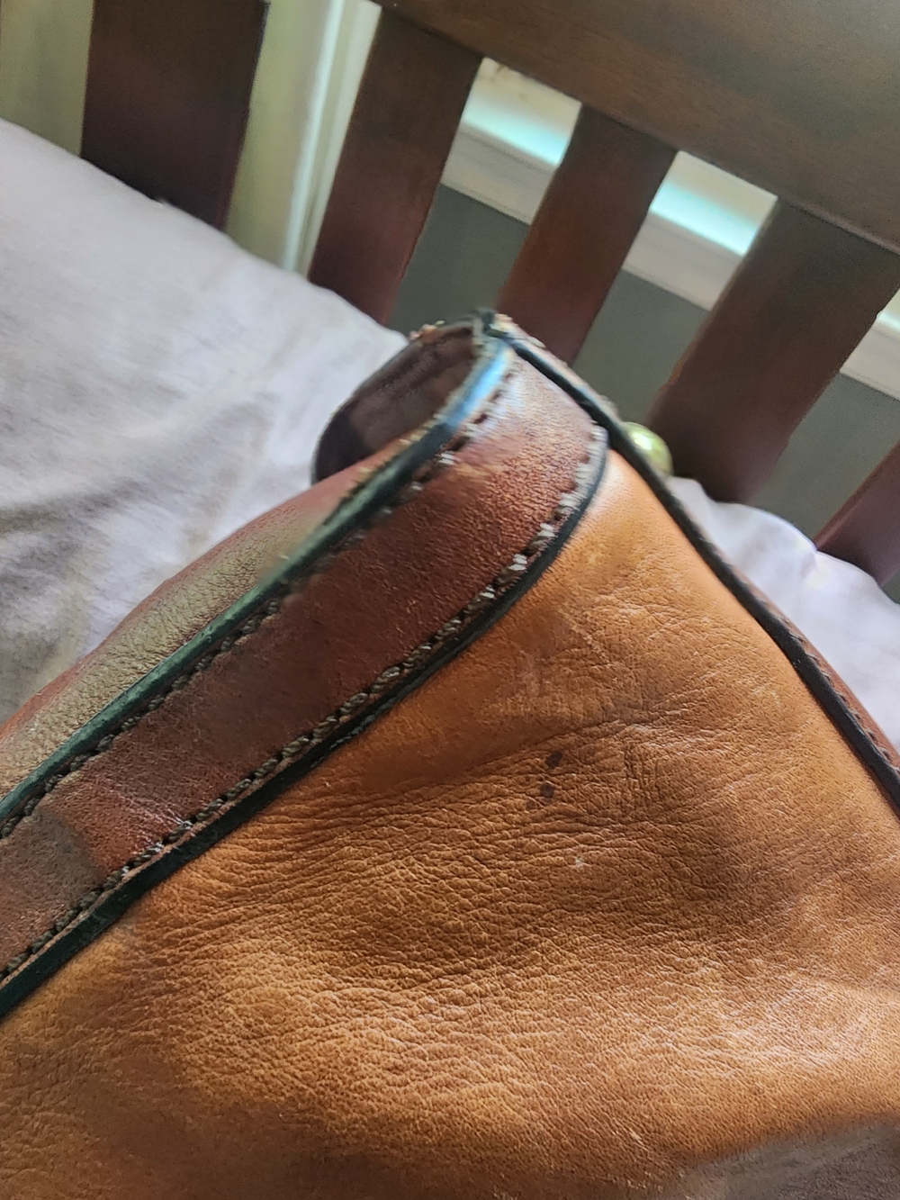 FOSSIL Vintage Two-Tone Brown Leather Tote Bag - Picture 8 of 11